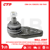 CTR BALL JOINT MITSUBISHI MONTERO SPORT KG4W KH4W,L200 / STRADA / TRITON / PAJERO V78W V75W 99-15 REAR-UPPER MR508130 CBM-34 / CB0255 / SB-7845 ( 1 PC )