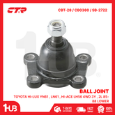 CTR BALL JOINT TOYOTA HI-LUX YN61 , LN61 , HI-ACE LH56 4WD 3Y , 2L 85-88 LOWER 43330-39195 CBT-28 / CB0380 / SB-2722 ( 1 PC )
