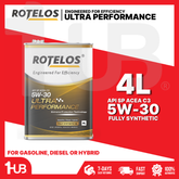 ROTELOS Engine Oil SAE 5W-30 Ultra Performance Fully Synthetic API SP/C3 G-II 4 Liters – Advanced Engine Protection