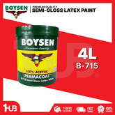 BOYSEN Semi-Gloss Latex Paint White B-715 4L | Permacoat Washable Finish | Durable Acrylic Wall Paint