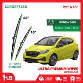 SCHAEFFLER ULTRA PREMIUM WIPER BLADE FOR HONDA BRIO 2014 - 2023 MODEL U-HOOK / MULTI-ADAPTOR BANANA TYPE