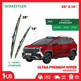 SCHAEFFLER ULTRA PREMIUM WIPER BLADE FOR HYUNDAI STARGAZER, STARGAZER X 2022 - 2026 MODEL U-HOOK / MULTI-ADAPTOR BANANA TYPE