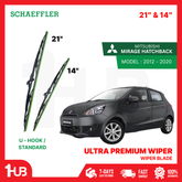 SCHAEFFLER ULTRA PREMIUM WIPER BLADE FOR MITSUBISHI MIRAGE HATCHBACK 2012 - 2020 MODEL U-HOOK / MULTI-ADAPTOR BANANA TYPE