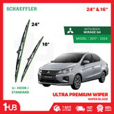 SCHAEFFLER ULTRA PREMIUM WIPER BLADE FOR MITSUBISHI MIRAGE G4 2017 - 2024, 2025 MODEL U-HOOK / MULTI-ADAPTOR BANANA TYPE