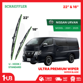 SCHAEFFLER ULTRA PREMIUM WIPER BLADE FOR NISSAN URVAN 2001 - 2012, NV350 URVAN 2015 - 2025 MODEL U-HOOK / MULTI-ADAPTOR BANANA TYPE