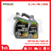 Rotelos API CD 40 / SAE 40 Heavy-Duty Diesel Engine Oil for reliable engine protection and performance 1L and 1Gallon product image