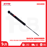 KYB SHOCK ABSORBER - GAS TYPE TOYOTA VIOS, SOLUNA 1300 NCP41 (1ST GEN-ROBIN) 02-07 REAR 343400 48530-09610 ( 1 PC )