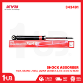 KYB SHOCK ABSORBER - GAS TYPE NISSAN TIDA, GRAND LIVINA, LIVINA GENISS 1.5,1.6,1.8 05-12 REAR 343491 ( 1 PC )