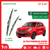 SCHAEFFLER ULTRA PREMIUM WIPER BLADE FOR SUZUKI CELERIO 2015 - 2025 MODEL U-HOOK / MULTI-ADAPTOR BANANA TYPE