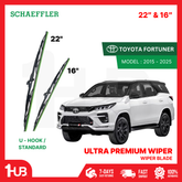 SCHAEFFLER ULTRA PREMIUM WIPER BLADE FOR TOYOTA FORTUNER 2005 - 2015, 2016 - 2025 MODEL U-HOOK / MULTI-ADAPTOR BANANA TYPE