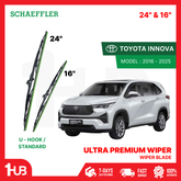 SCHAEFFLER ULTRA PREMIUM WIPER BLADE FOR TOYOTA INNOVA 2005–2015, 2016 - 2025 MODEL U-HOOK / MULTI-ADAPTOR BANANA TYPE