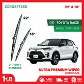 SCHAEFFLER ULTRA PREMIUM WIPER BLADE FOR TOYOTA RAIZE 2019 - 2025 MODEL U-HOOK / MULTI-ADAPTOR BANANA TYPE