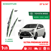 SCHAEFFLER ULTRA PREMIUM WIPER BLADE FOR TOYOTA WIGO 2014 - 2025 MODEL U-HOOK / MULTI-ADAPTOR BANANA TYPE