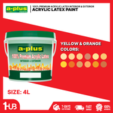A-Plus All Weather® Premium Acrylic Waterproof Elastomeric (4L) Paint Yellow & Orange Paint Shades Collection | Warm, Bright & Vibrant Wall Colors