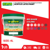 A-Plus All Weather® Premium Acrylic Waterproof Elastomeric Paint (4L) Red Paint Shades Collection | Elegant, Bold & Warm Wall Colors