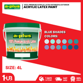 A-Plus All Weather® Premium Acrylic Waterproof Elastomeric Paint (4L) Blue Paint Shades Collection | Cool, Calm & Elegant Wall Colors
