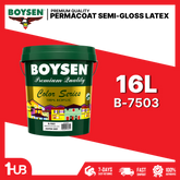 BOYSEN Permacoat Semi-Gloss Latex Paint Ashton Grey B-7503 16L | Washable Acrylic Wall Paint | Interior & Exterior Finish