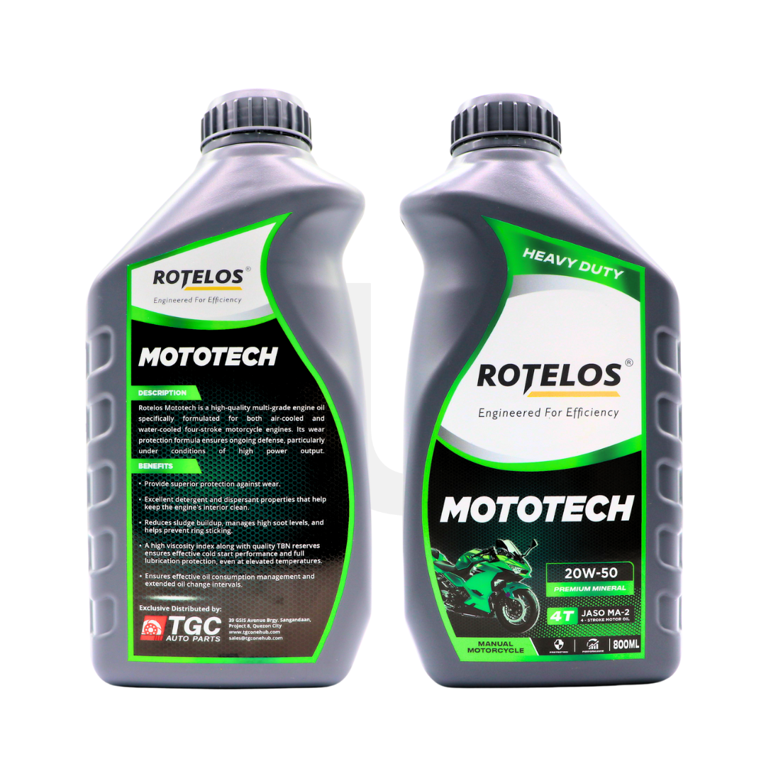 ROTELOS MOTORCYCLE OIL 20W-50 MOTOTECH 4T JASO MA-2 MANUAL ( 800 ML )