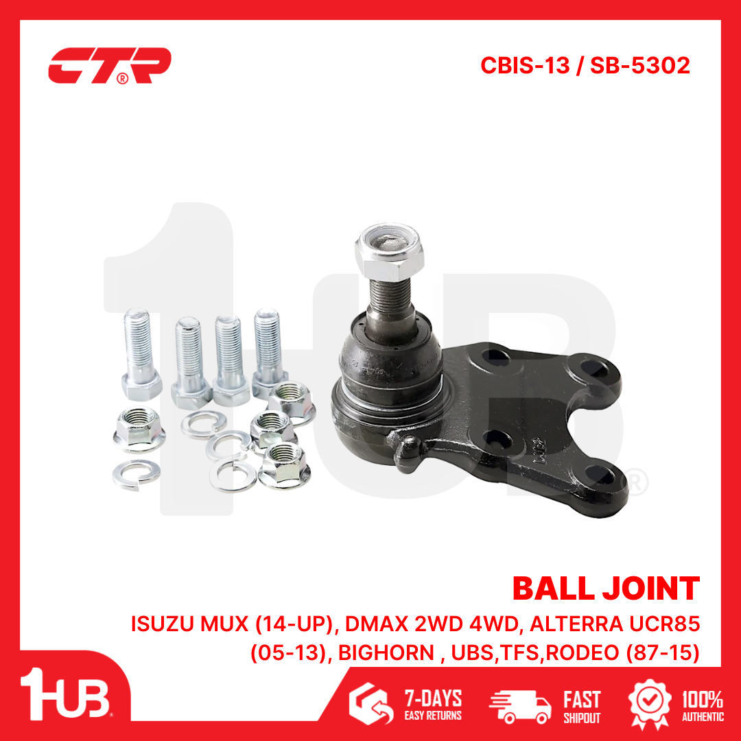 CTR BALL JOINT ISUZU MUX (14-up), DMAX 2WD 4WD, Alterra UCR85 (05-13), Bighorn , UBS,Tfs,Rodeo (87-15) 94452-102 CBIS-13 / SB-5302 ( 1 PC )