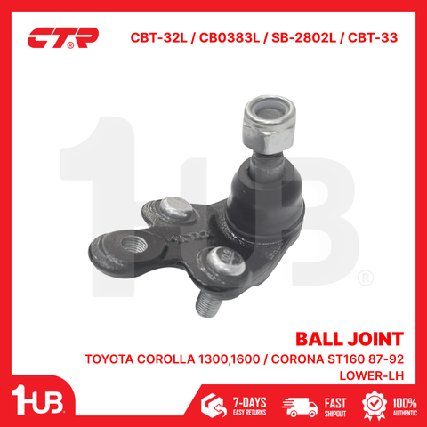 CTR BALL JOINT TOYOTA COROLLA 1300,1600 / CORONA St160 87-92 LOWER-LH 33/340-19015 CBT-32L / CB0383L / SB-2802L / CBT-33 ( 1 PC )