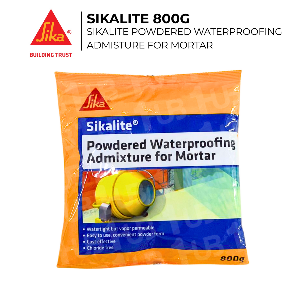 Sika Sikalite 800g Powdered Waterproofing Admixture for Mortar - Easy to Use & Economical Beige Powder Form