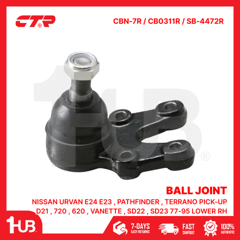 CTR BALL JOINT NISSAN URVAN E24 E23 , PATHFINDER , TERRANO PICK-UP D21 , 720 , 620 , VANETTE , SD22 , SD23 77-95 LOWER RH 40160-T3060 CBN-7R / CB0311R / SB-4472R ( 1 PC )
