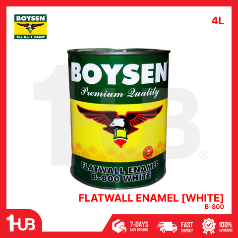 BOYSEN Flatwall Enamel Paint White B-800 4L | Flat Alkyd Finish | Interior Wall Paint | Smooth Matte Look