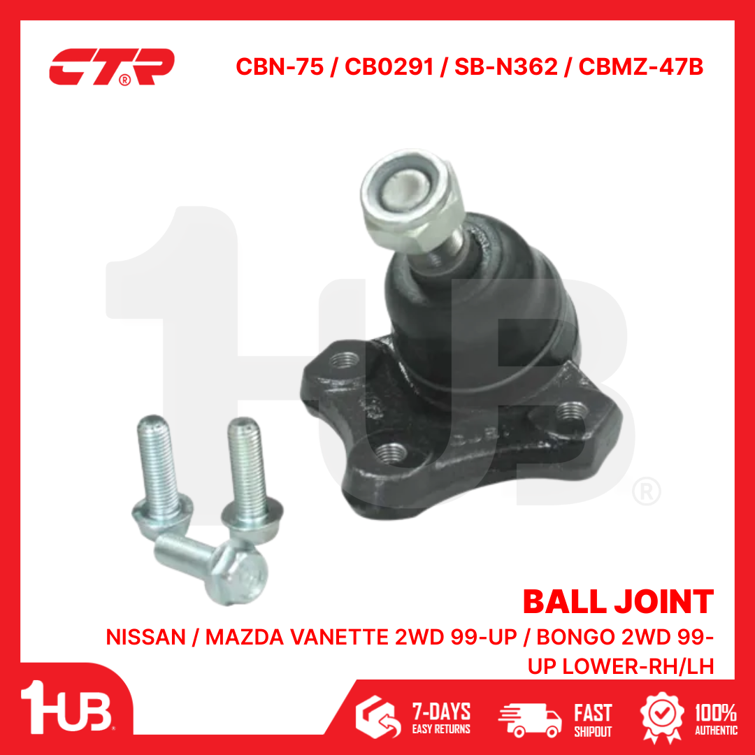 CTR BALL JOINT NISSAN / MAZDA VANETTE 2WD 99-UP / BONGO 2WD 99-UP LOWER-RH/LH 54055-HA001 CBN-75 / CB0291 / SB-N362 / CBMZ-47B ( 1 PC )