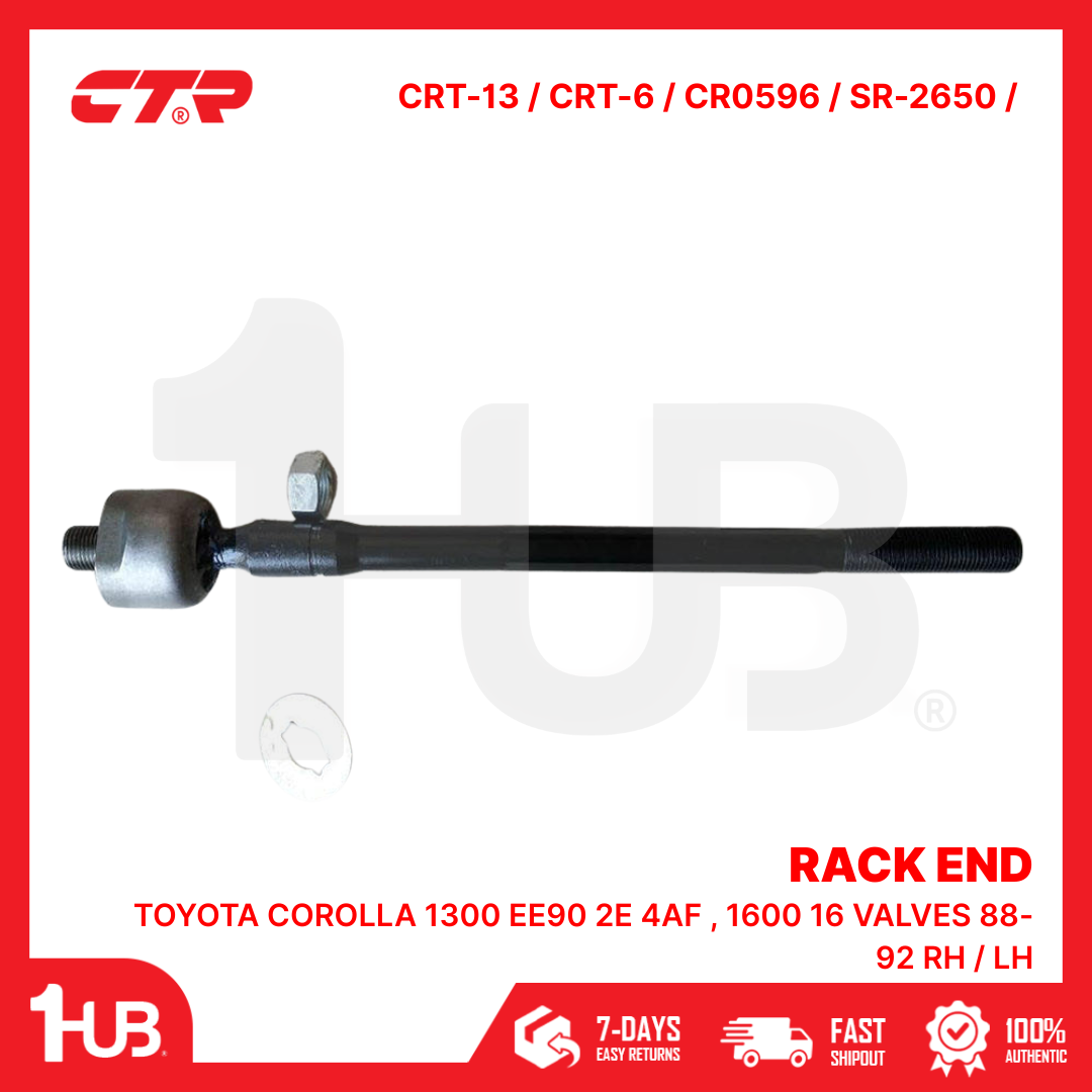 CTR RACK END TOYOTA COROLLA 1300 EE90 2E 4AF , 1600 16 VALVES 88-92 RH / LH 45503-19125 CRT-13 / CRT-6 / CR0596 / SR-2650 / ( 1 PC )