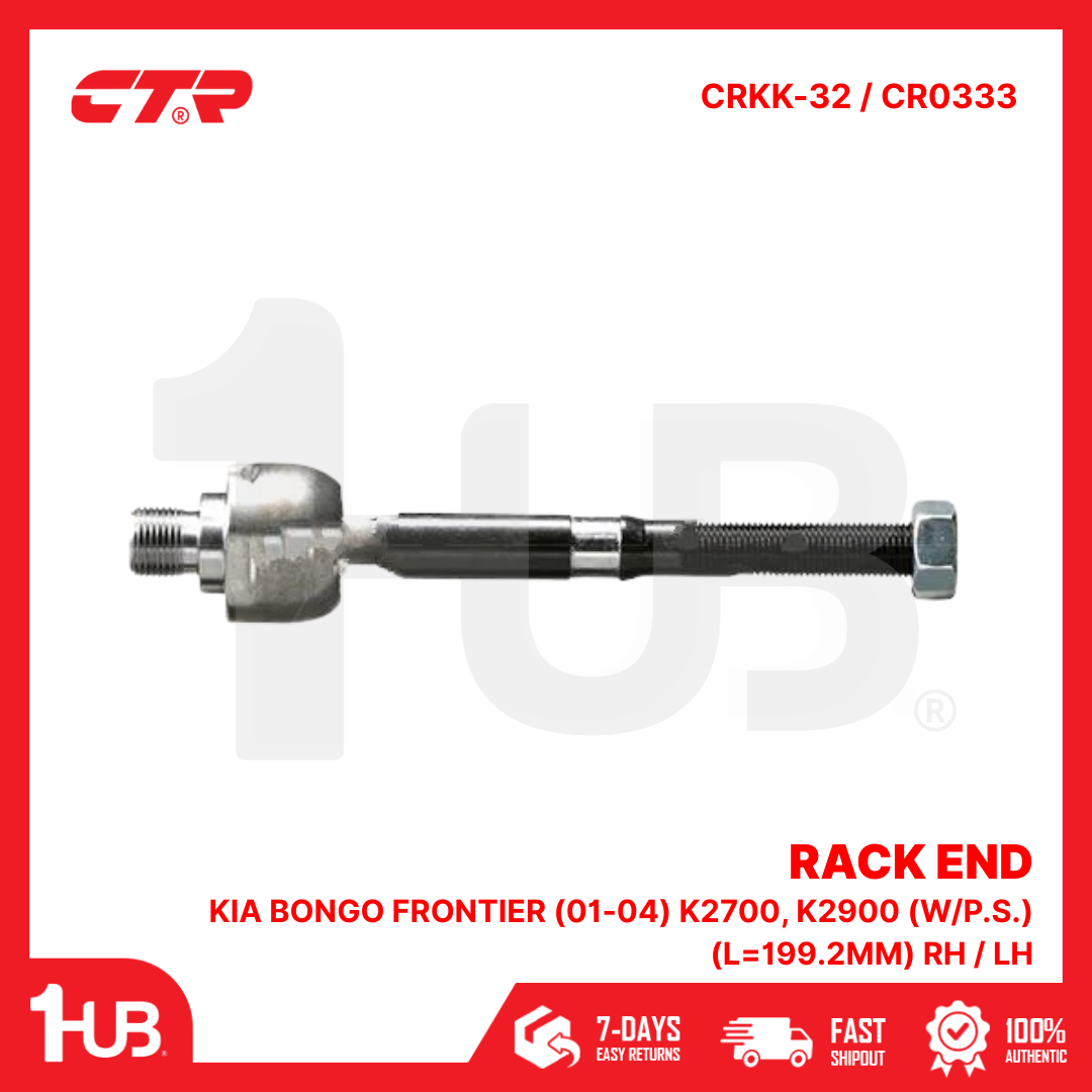 CTR RACK END KIA Bongo Frontier (01-04) K2700, K2900 (W/P.S.) (L=199.2mm) RH / LH 0K60A-32-270A CRKK-32 / CR0333 ( 1 PC )