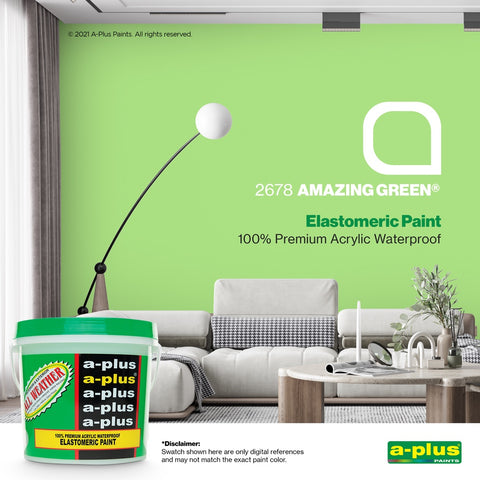 A-Plus All Weather Paint 4L- Medium Gloss | FAMILY COLOR GREEN, CREAM & YELLOW for Interior & Exterior Concrete and Wood Water Based Paint