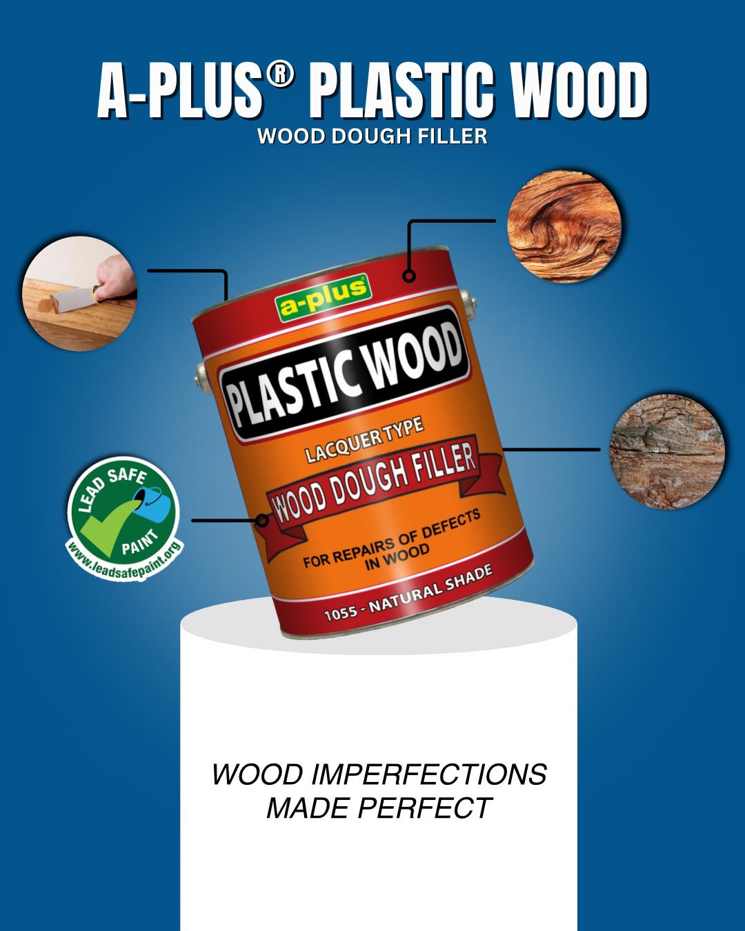 A-Plus Fast-Drying Plastic Wood Filler 1055
