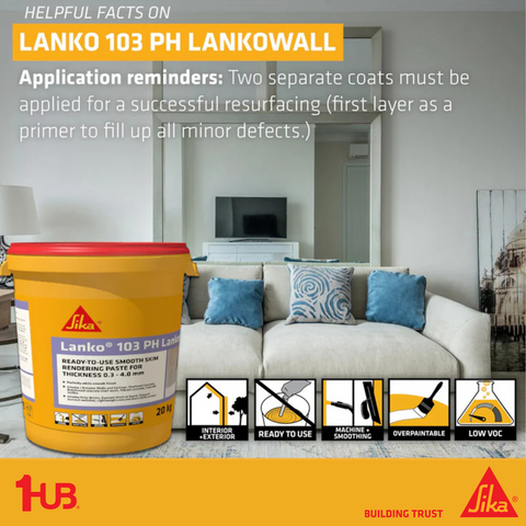 SIKA LANKO 103 PH Lankowall 5kg Ready to use Interior and Exterior wall and ceiling skimcoat