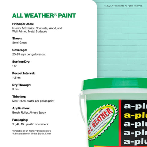 A-Plus All Weather Paint 4L- Medium Gloss | FAMILY COLOR BLUE & PURPLE for Interior & Exterior Concrete and Wood Water Based Paint