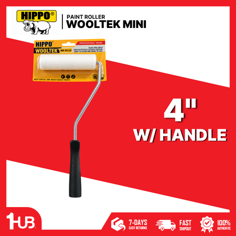 Hippo Wooltek Mini Paint Roller with Handle 4 Inch – Paint Applicator Roller
