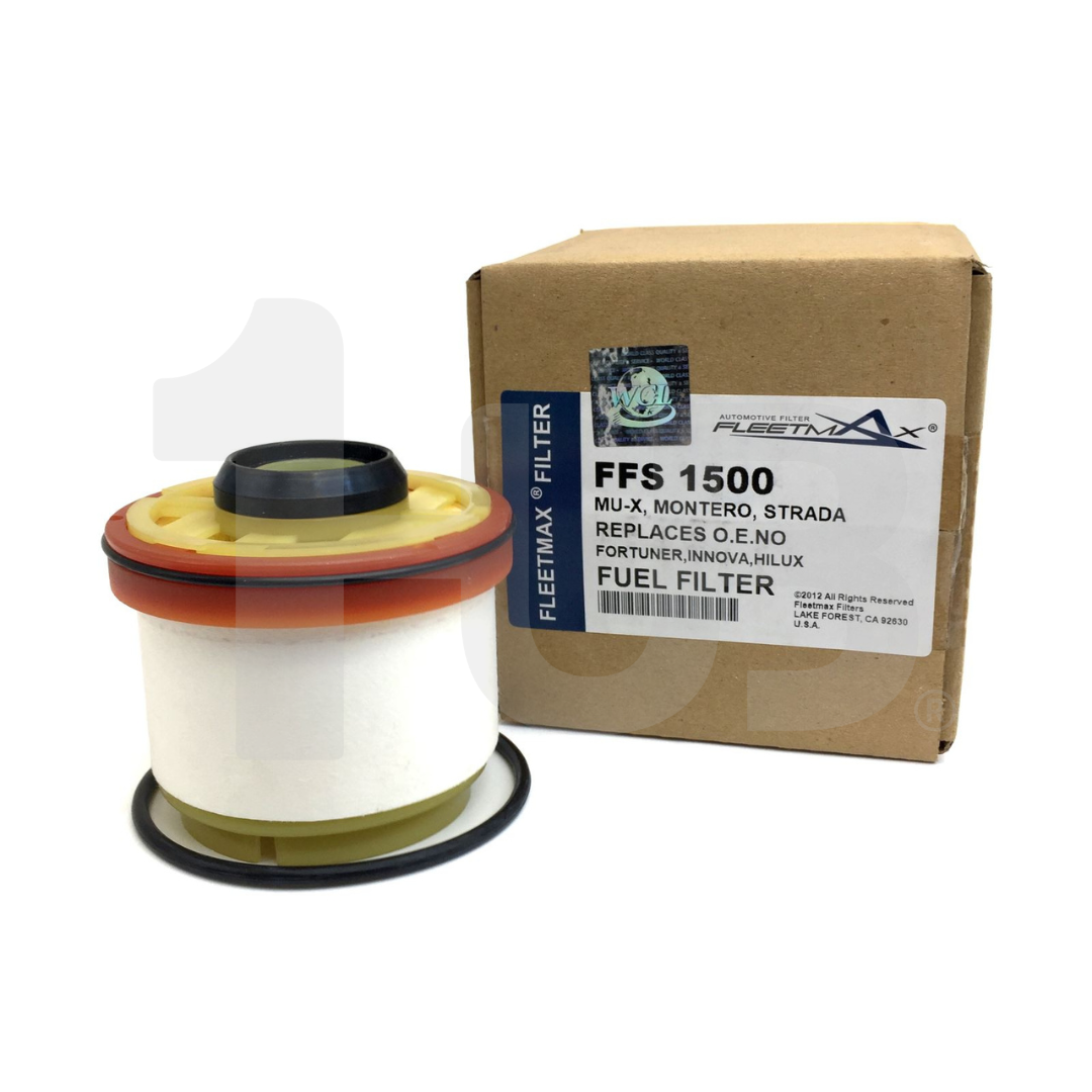 FLEETMAX FUEL FILTER TOYOTA / MITSUBISHI / ISUZU INNOVA, FORTUNER, HILUX, HIACE 05-15 / MONTERO SPORT, STRADA 12-16 / D-MAX, MU-X (UPPER/LOWER) 14-18, TRAVIZ 20-23 FFS1500 8042557 ( 1 PC )