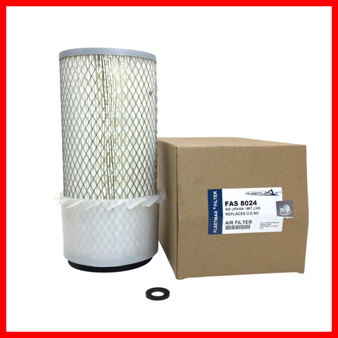 FLEETMAX AIR FILTER MITSUBISHI / NISSAN L300 VAN DIESEL 89-18 W/AIR SWIRL / URVAN SHUTTLE, ESCAPADE DSL 90-15 W/AIR SWIRL, NV350 VAN DIESEL 15-21 FAS8024 9160512 ( 1 PC )