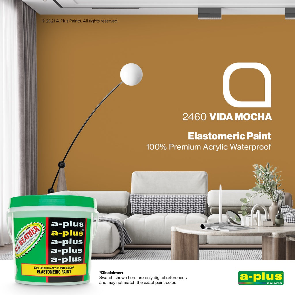 A-Plus All Weather Paint 4L - Medium Gloss | Mocha/Brown, Grey family color for Interior & Exterior Concrete, Wood water-based paint