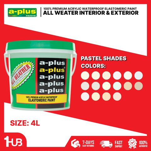 A-Plus All Weather® Premium Acrylic Waterproof Elastomeric Paint (4L) Pastel Paint Shades Collection | Soft, Light & Elegant Wall Colors