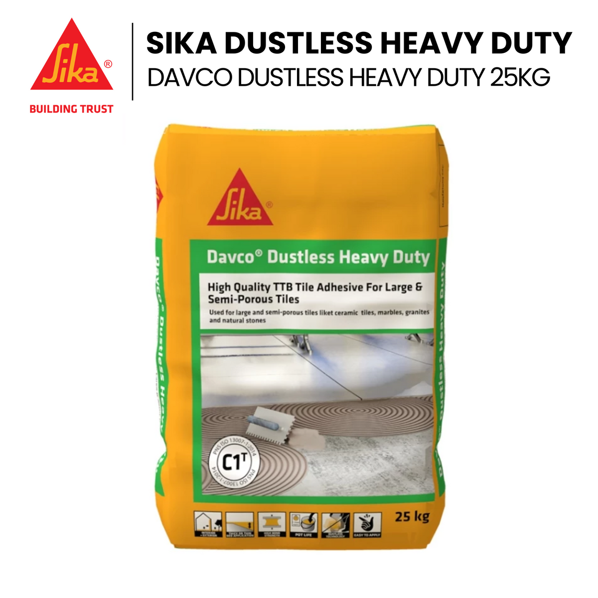 SIKA DAVCO Dustless Heavy Duty Tile Adhesive 25kg bag