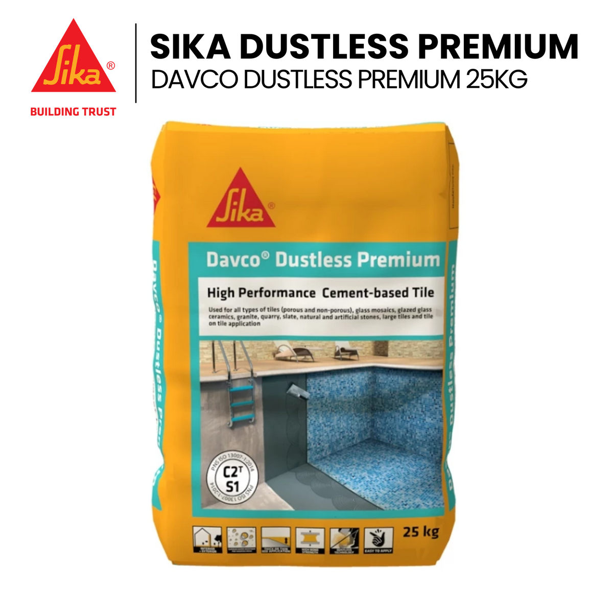 SIKA DAVCO Dustless Premium Tile Adhesive 25kg bag