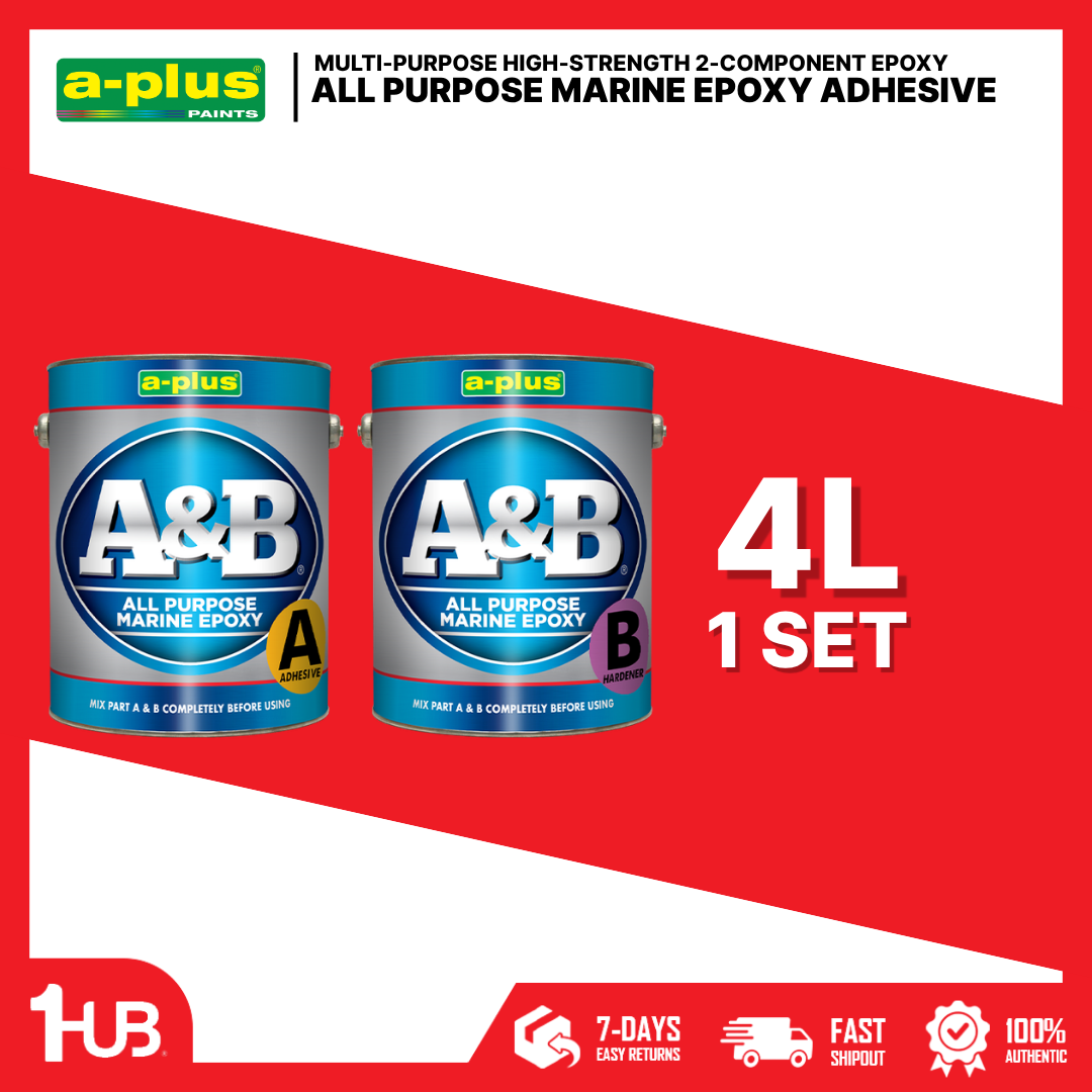 A-Plus A&B® All Purpose Marine Epoxy Adhesive (4L)| 9825 | Waterproof Heavy-Duty Bonding System