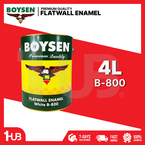 BOYSEN Flatwall Enamel Paint White B-800 4L | Flat Alkyd Finish | Interior Wall Paint | Smooth Matte Look