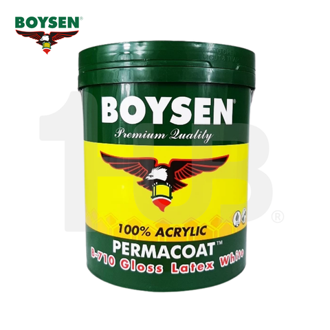 BOYSEN Gloss Latex Paint White B-710 4L | Permacoat High-Gloss Finish | Durable Acrylic Wall Coating