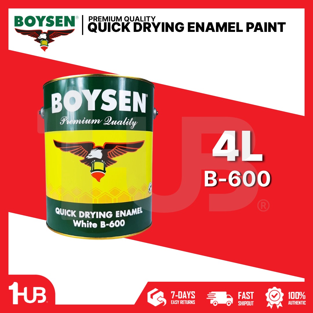 BOYSEN Quick Drying Enamel Paint White B-600 4L | High-Gloss Fast-Dry Finish | Wood & Metal Coating