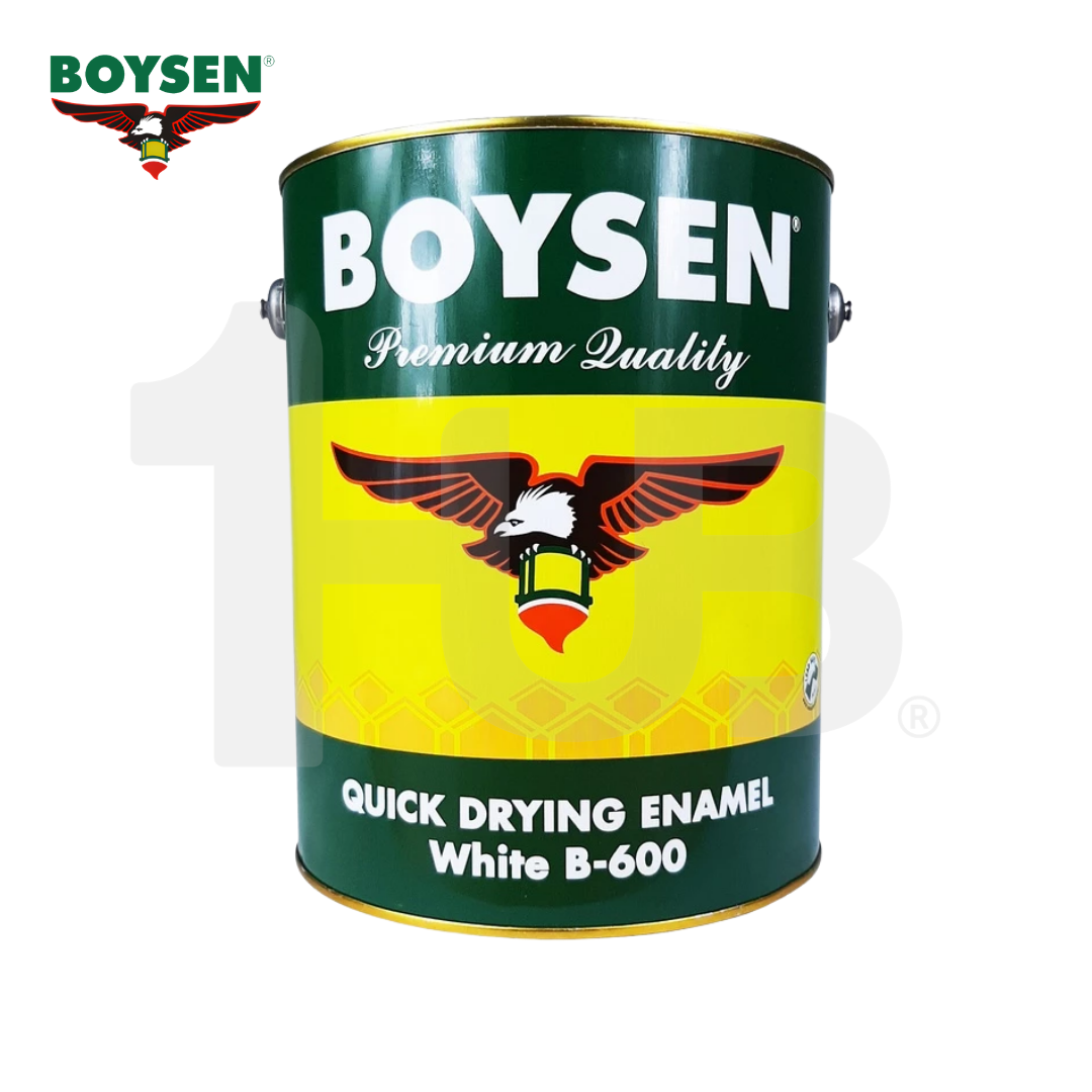 BOYSEN Quick Drying Enamel Paint White B-600 4L | High-Gloss Fast-Dry Finish | Wood & Metal Coating
