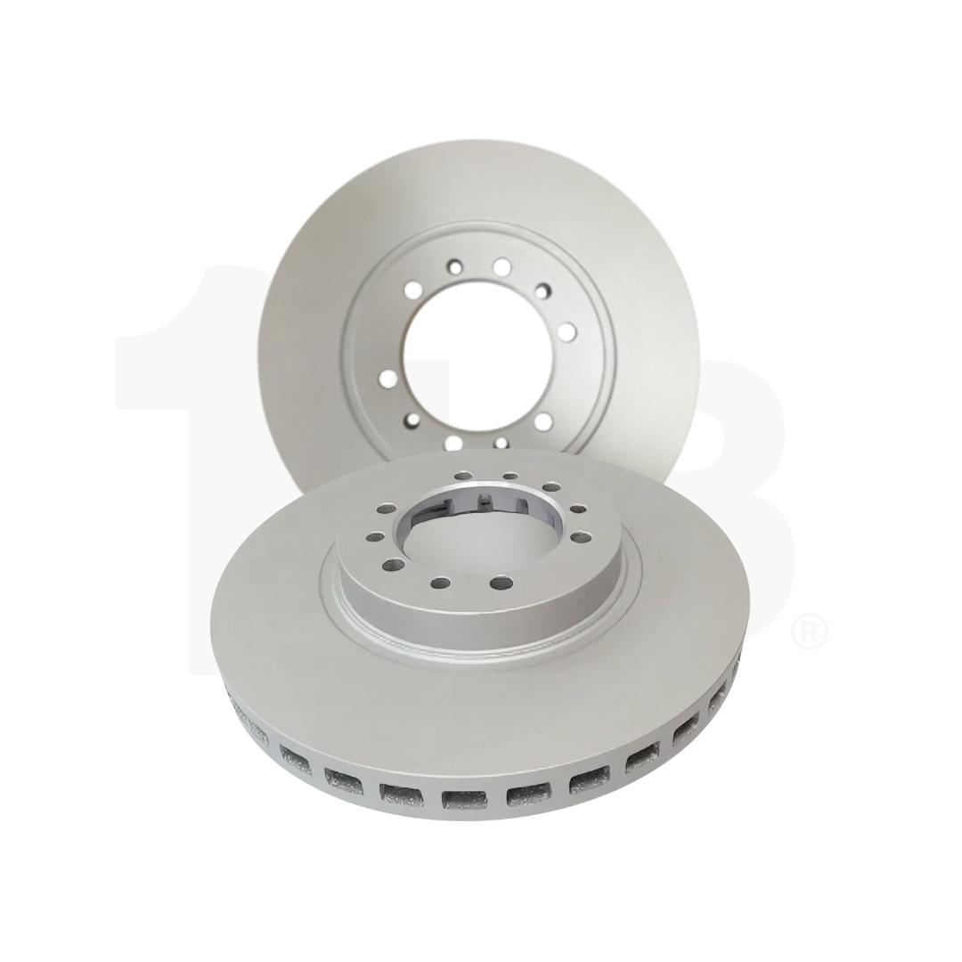 Two brake rotors on a white background