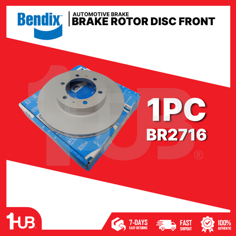 BENDIX BRAKE DISC ROTOR TOYOTA FORTUNER 3.0 4X4 2011-15 / FJ CRUISER 2012-22 / HI-LUX 4X4 , HI-LUX REVO 2.4 2015-22 6+2HOLES FRONT BR2716 ( 1 PC )