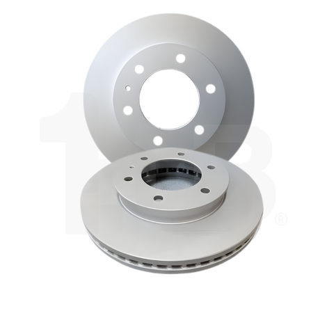 Two brake rotors on a white background
