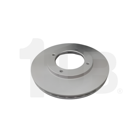 Metallic brake disc on a white background